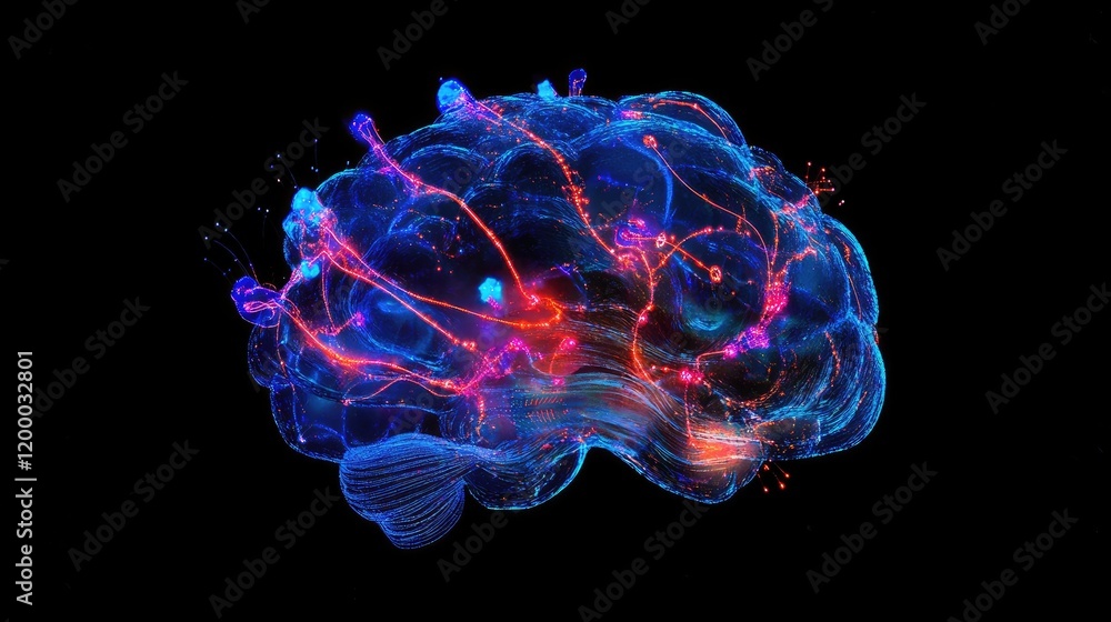Poster Abstract Representation Of A Human Brain With Neural Pathways