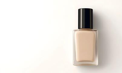 Beige nail polish bottle on white background. (1)