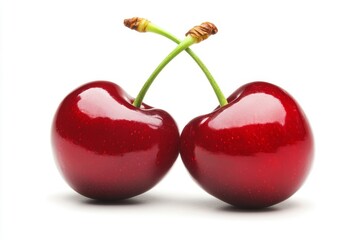 two cherries on a white background