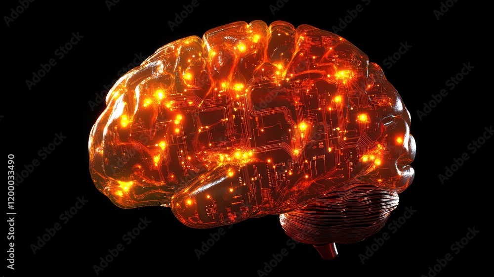 Poster Illuminated Digital Brain Circuitry Neural Network