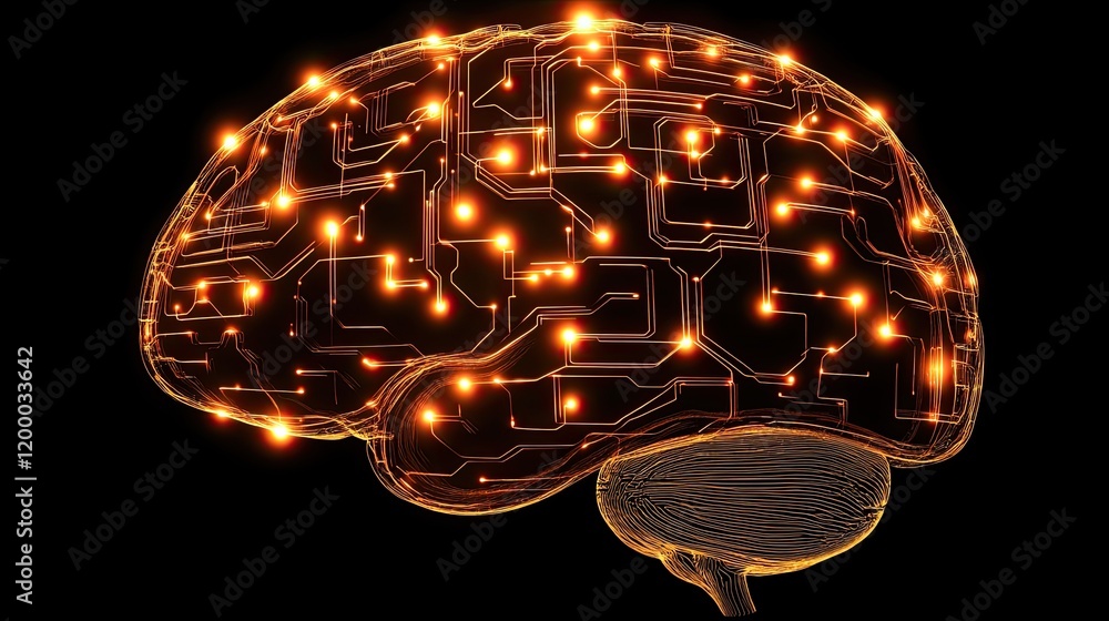 Poster Illuminated Circuitry Brain Neural Network Representation