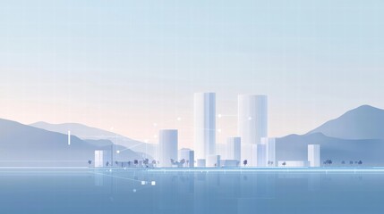 Futuristic smart city network illustration with glowing connections