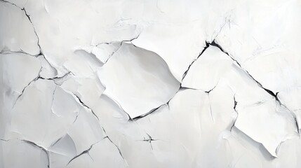 Obraz premium A close-up of a cracked white surface reveals intricate patterns and fine lines, emphasizing its texture and depth.