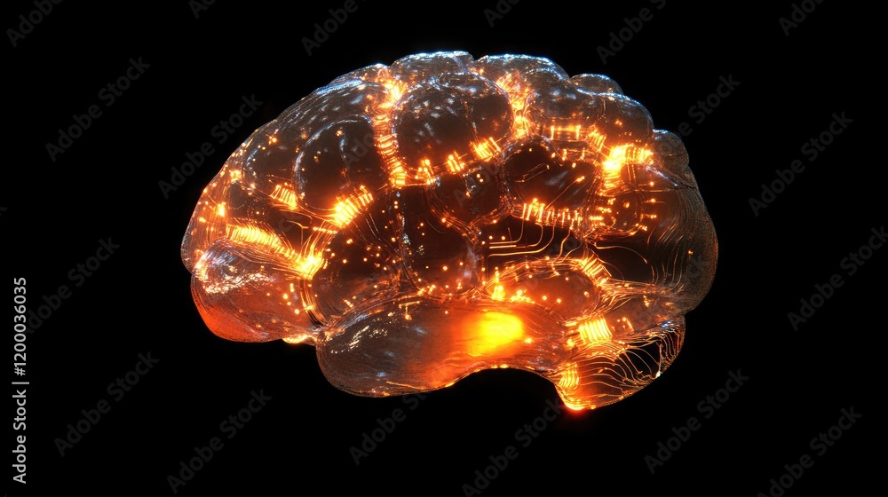 Poster Illuminated Neural Network Brain Structure Visualization