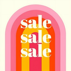 Vibrant Retro Sale Poster with Centered Text and Rainbow Design - Perfect for Social Media