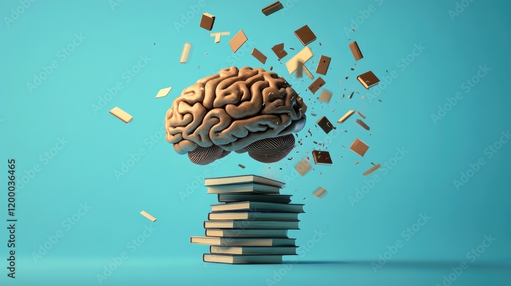Poster Brain Absorbing Knowledge Books Exploding Learning