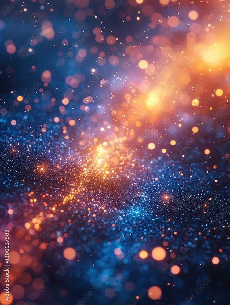 Poster abstract blue and orange bokeh background. festive elegant abstract background with bokeh lights. pe
