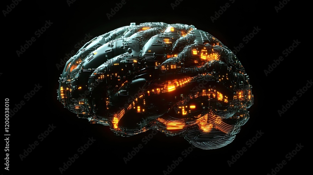 Poster a cybernetic brain glows with internal circuits