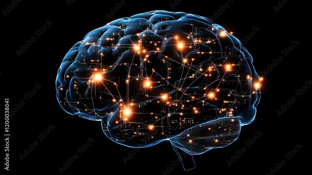 Poster Illuminated Brain Neural Network Connections Displayed