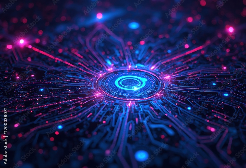 Poster A High-Resolution Image of a Microchip on a Circuit Board