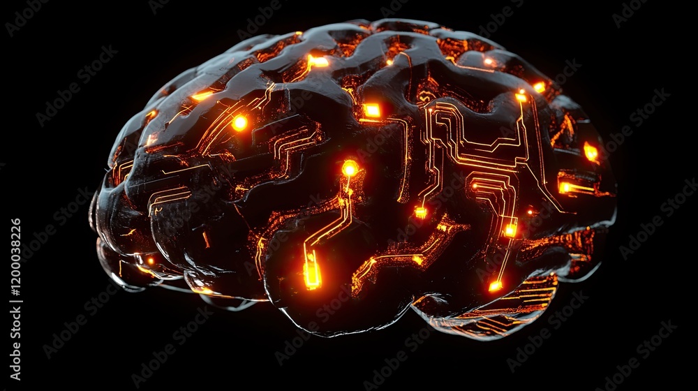 Aufkleber A Digital Brain Illuminated With Glowing Circuits