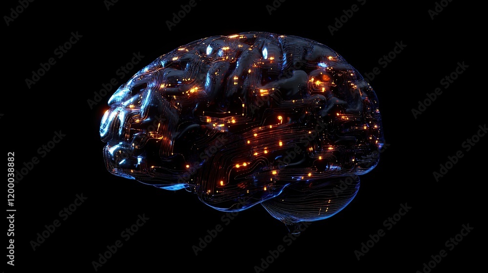 Poster Illuminated Neural Network Brain Structure Visualization