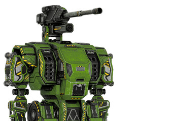 the war machine is standing up on white background in close up view