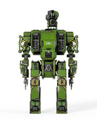 Naklejka premium the war machine is standing up on white background