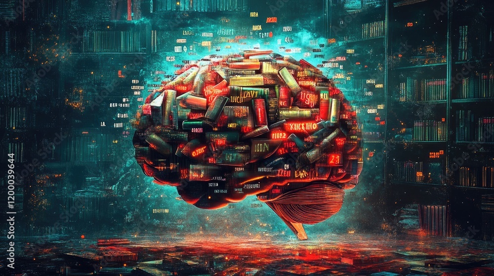 Poster A Brain Formed From Books In A Digital Library