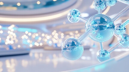 Scientist utilizes AI interface to analyze molecular behavior in a modern laboratory environment