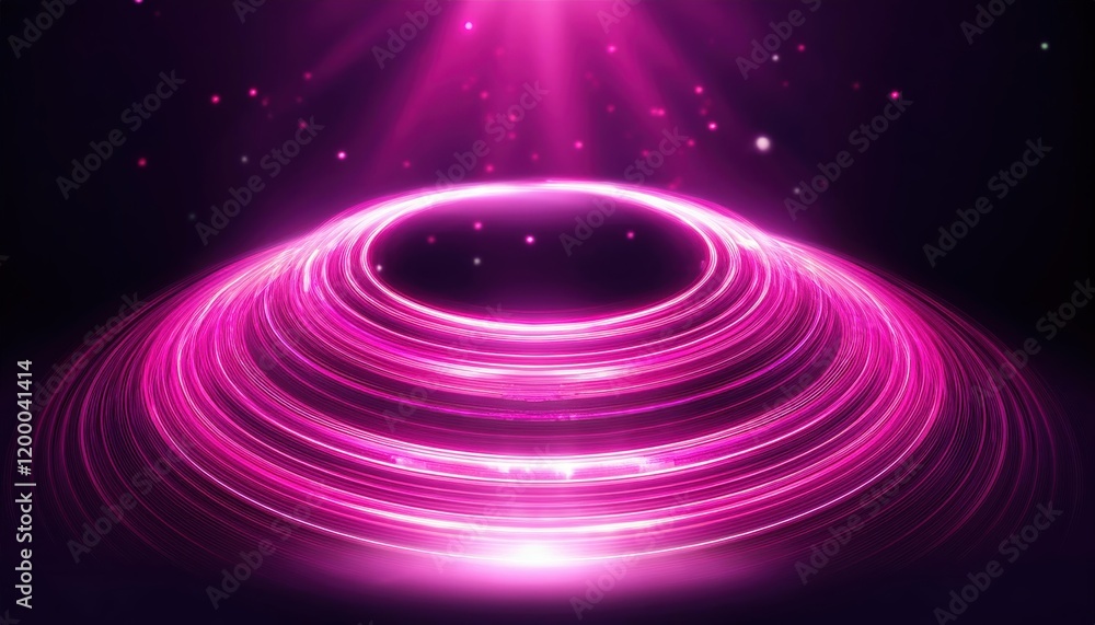 Poster pink light portal effect with magic neon glow creating a tech hologram teleport