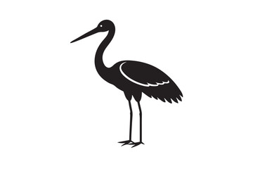 Stork vector icon silhouette illustration on white background.