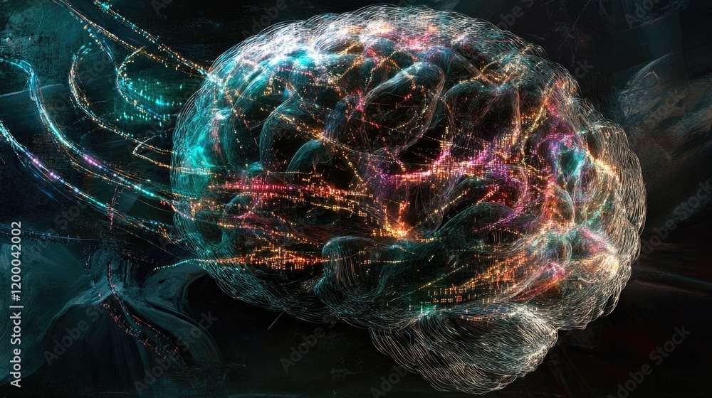 Poster Illuminated Brain Neural Network Abstract Art