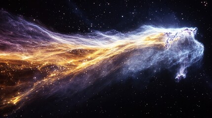 Fototapeta premium A shimmering nebula cloud infused with streaks of golden