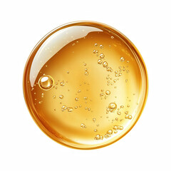 circular droplet yellow oily liquid isolated on transparent background. Generative Ai.