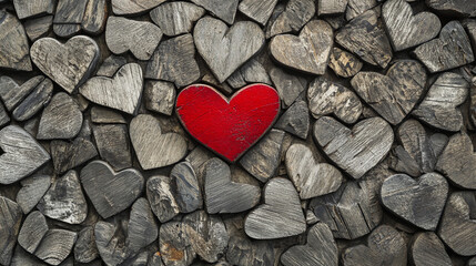 Obraz premium Red heart on stone background.