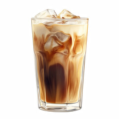 realistic iced coffee in glass isolated on transparent background. Generative Ai.