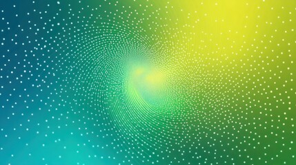 Fototapeta premium Abstract swirling green and yellow nebula with glittering particles.