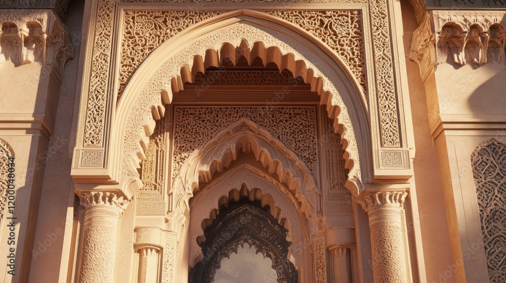 Poster intricate stone archway with ornate architectural detailing
