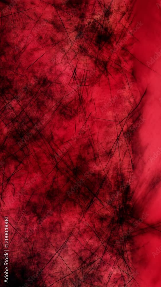 Poster abstract red background featuring chaotic black lines and textures for creative projects and designs