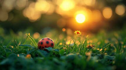 ladybug on green grass