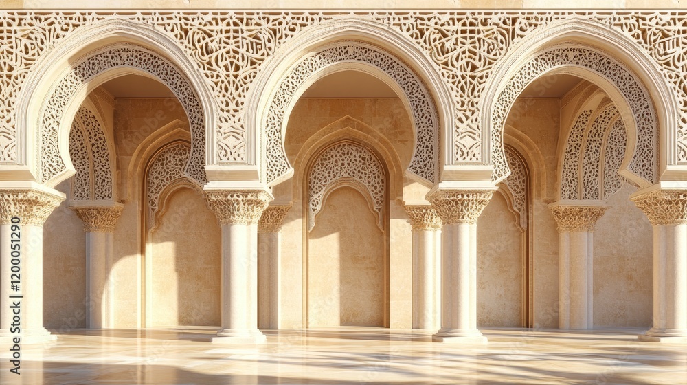 Aufkleber elegant islamic architecture featuring intricate arches and columns
