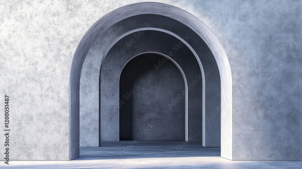Poster Abstract Architectural Rendering Of Nested Arched Pathways