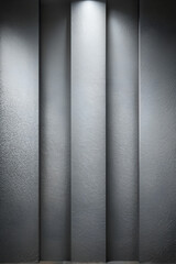 Fototapeta premium The interior features an accent wall lined with vertical fluted panels with LED lighting, creating a floating wall effect and emphasizing the texture of the surface.