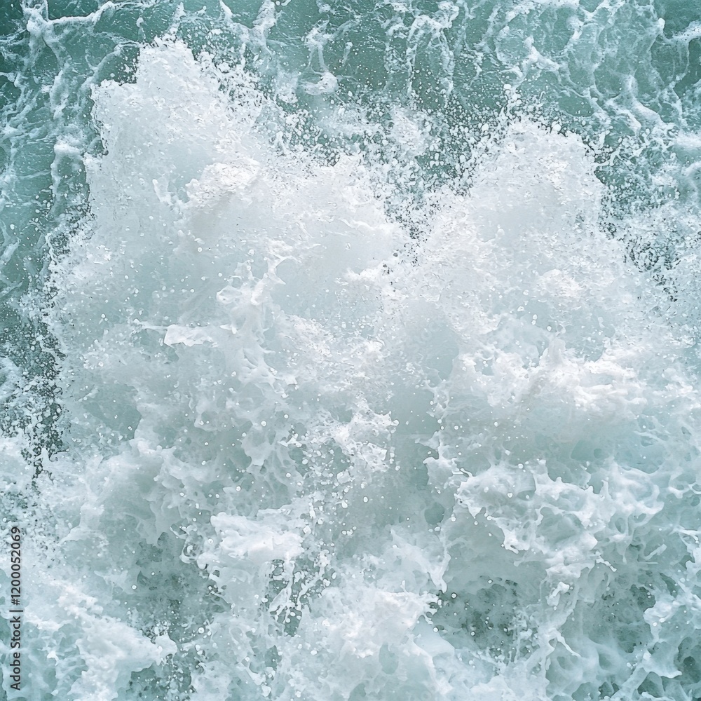 Aufkleber a close-up of churning ocean waves creating a dynamic texture of white foam and teal water. ideal fo
