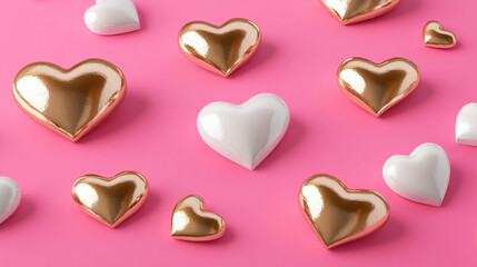 Hearts on pink background. 