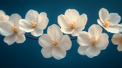 white flower on blue background
