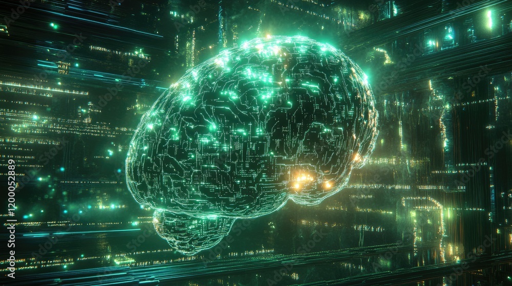 Poster Digital Brain Circuitry Illuminated In Futuristic Setting