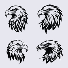 Powerful Eagle Head Silhouette Collection vector illustration