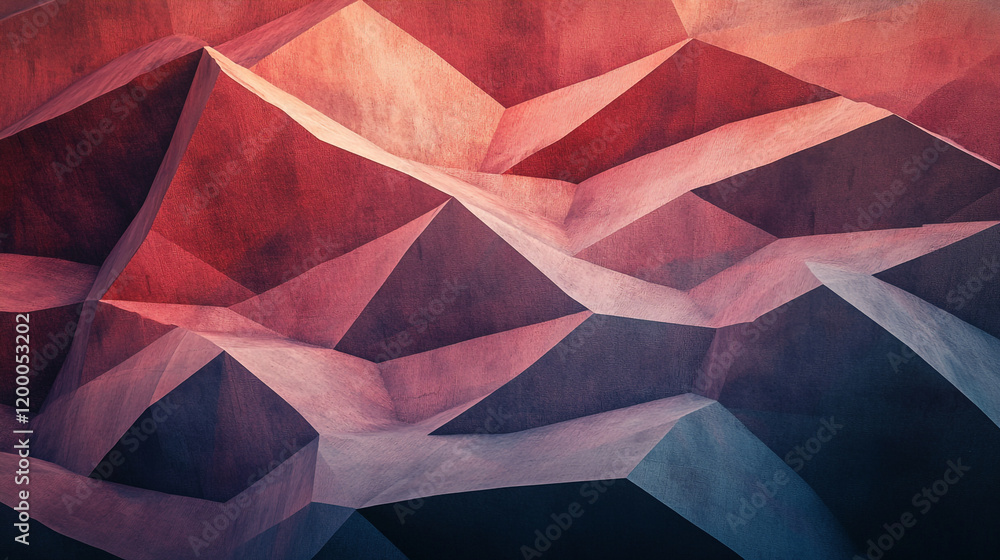 Poster abstract representation of mountain slopes with vibrant colors and geometric patterns