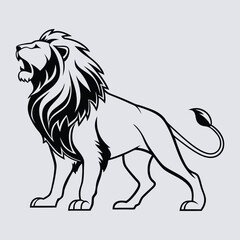 Elegant Line Art Roaring Lion Vector