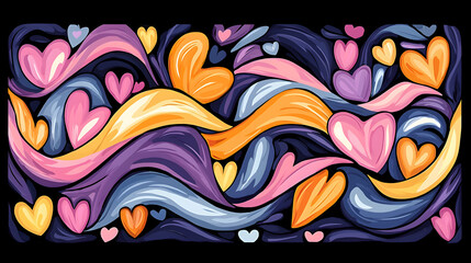 Obraz premium A Valentine vector illustration of intertwined heart ribbons, forming a festive and dynamic pattern for holiday designs