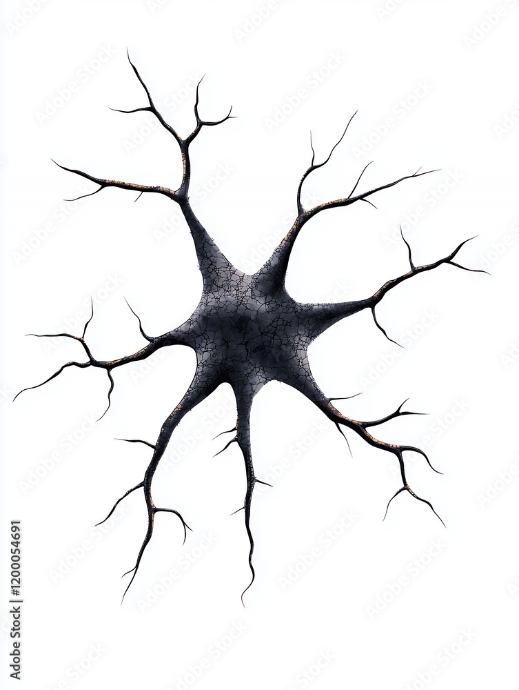 Poster intricate abstract representation of a neuron with detailed branches