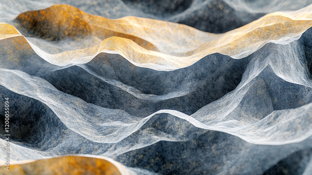 Poster intricate patterns of fabric creating textured waves in natural light
