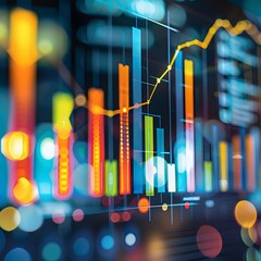 vibrant financial graphs illustrating data analysis and business growth. generative ai