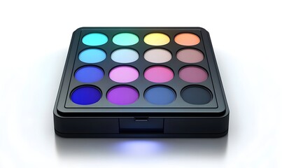 Colorful eyeshadow palette in black compact.