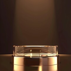 Elegant 3D Crystal Cylinder Podium Showcase on Minimal Green Background