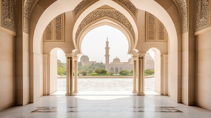 Fototapeta premium Archway View of a Mosque with Intricate Design