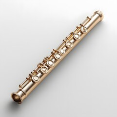 Naklejka premium Elegant Golden Flute Positioned on Pure White Background