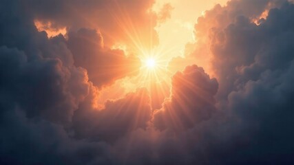 Fototapeta premium the sun shining through thick clouds in the sky